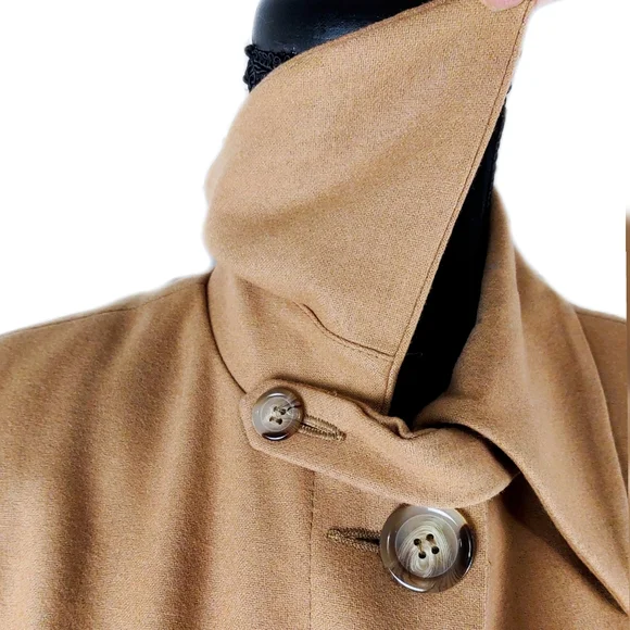 Herve Bernard by Bernard Holtzman Camel Wool Blend Trench Coat - Picture 4 of 10